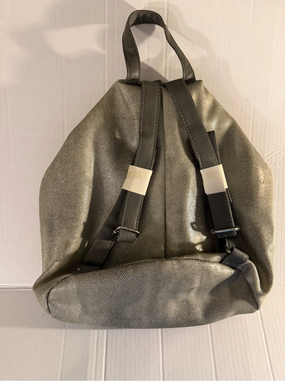 #223 Metallic Gray Women’s Backpack with Zipper Accents
